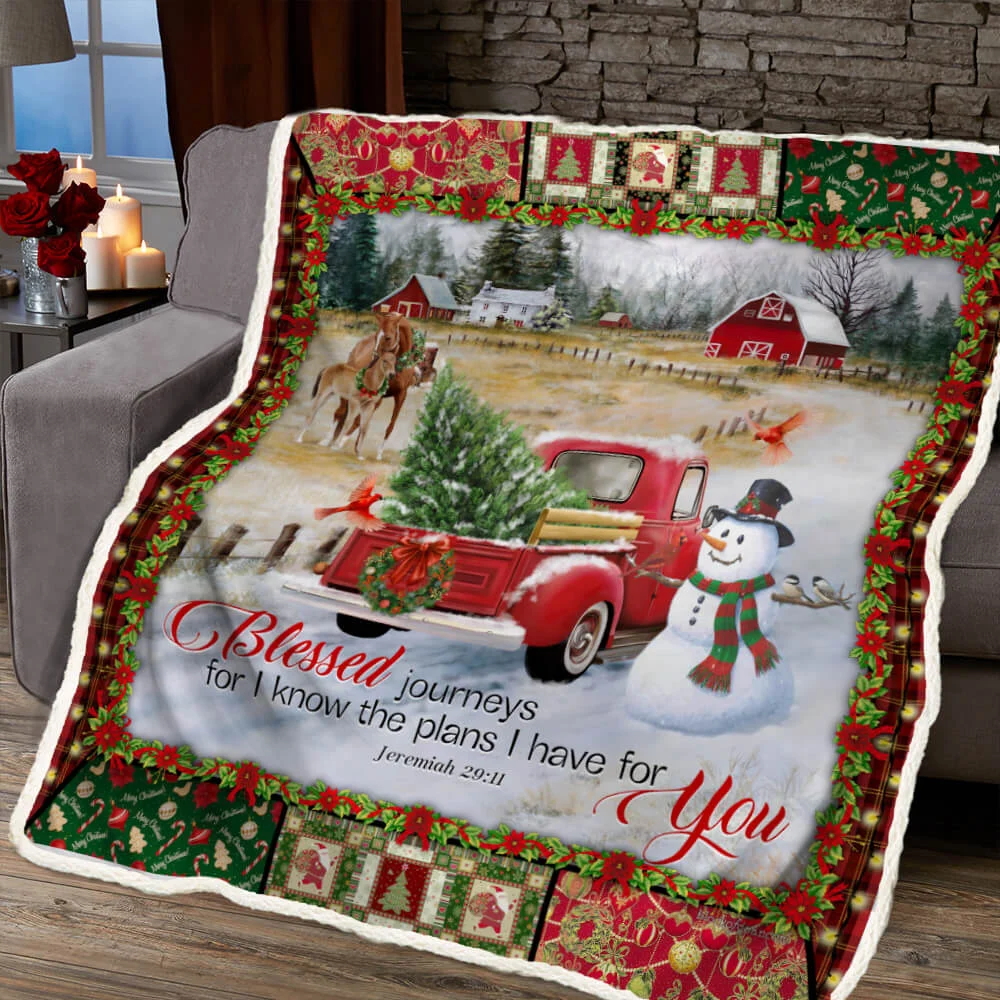 Red Truck Christmas. Blessed Journeys Sofa Throw Blanket
