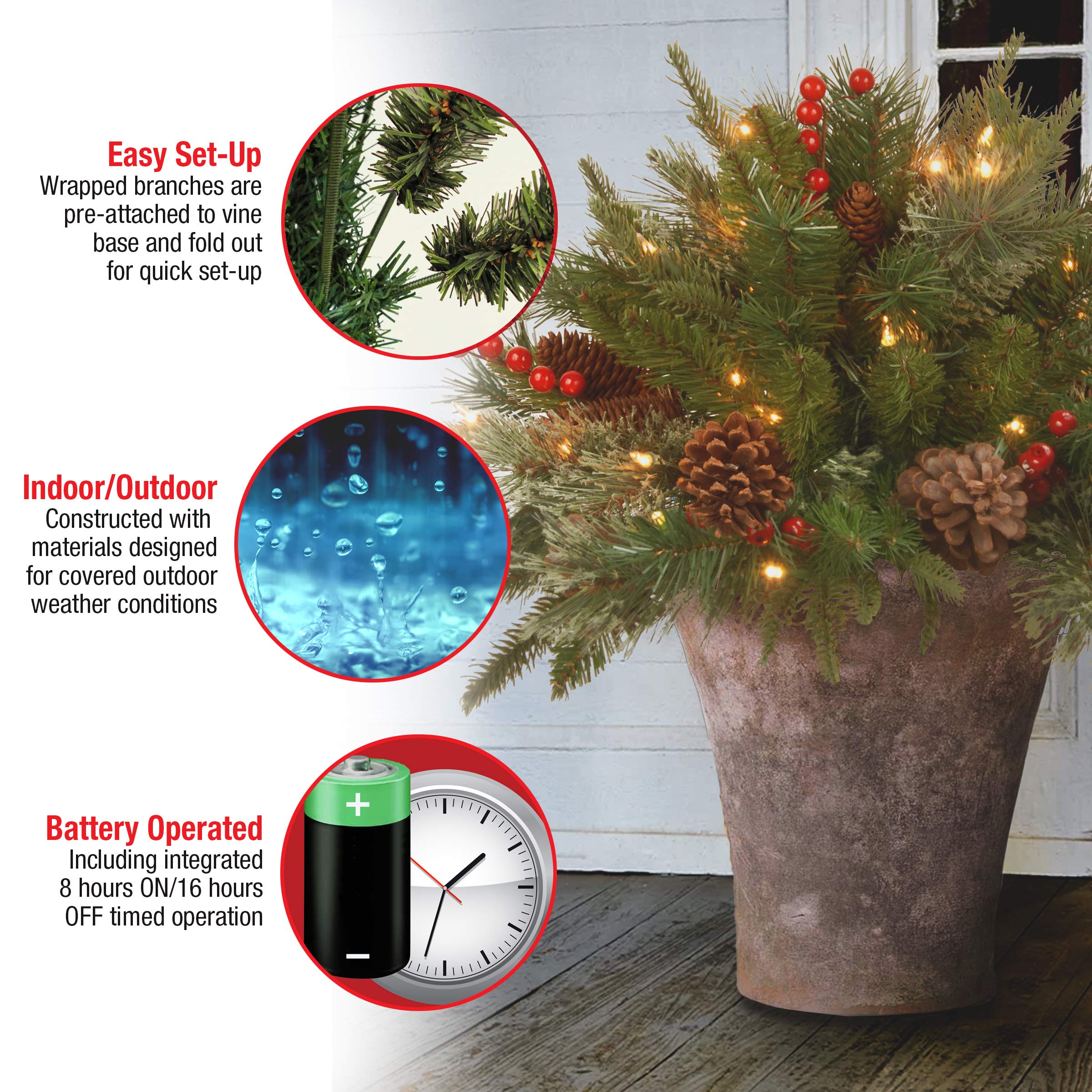 💥2025 ON SALE💥Pre-lit Artificial Xmas Tree with Cones & Red Berries 🍒🌲