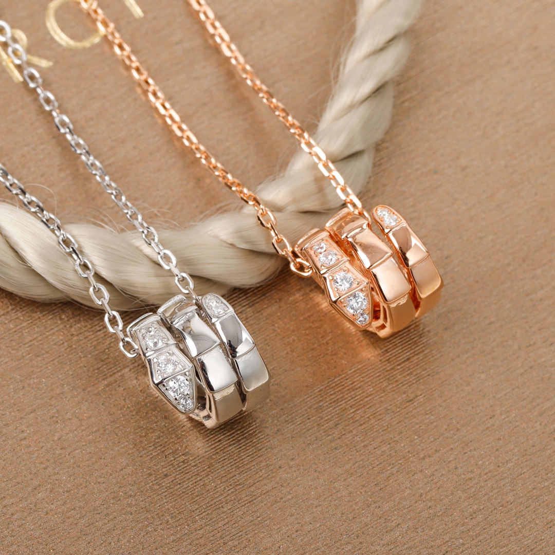 Bulgari Double Circle Diamond Snake Necklace