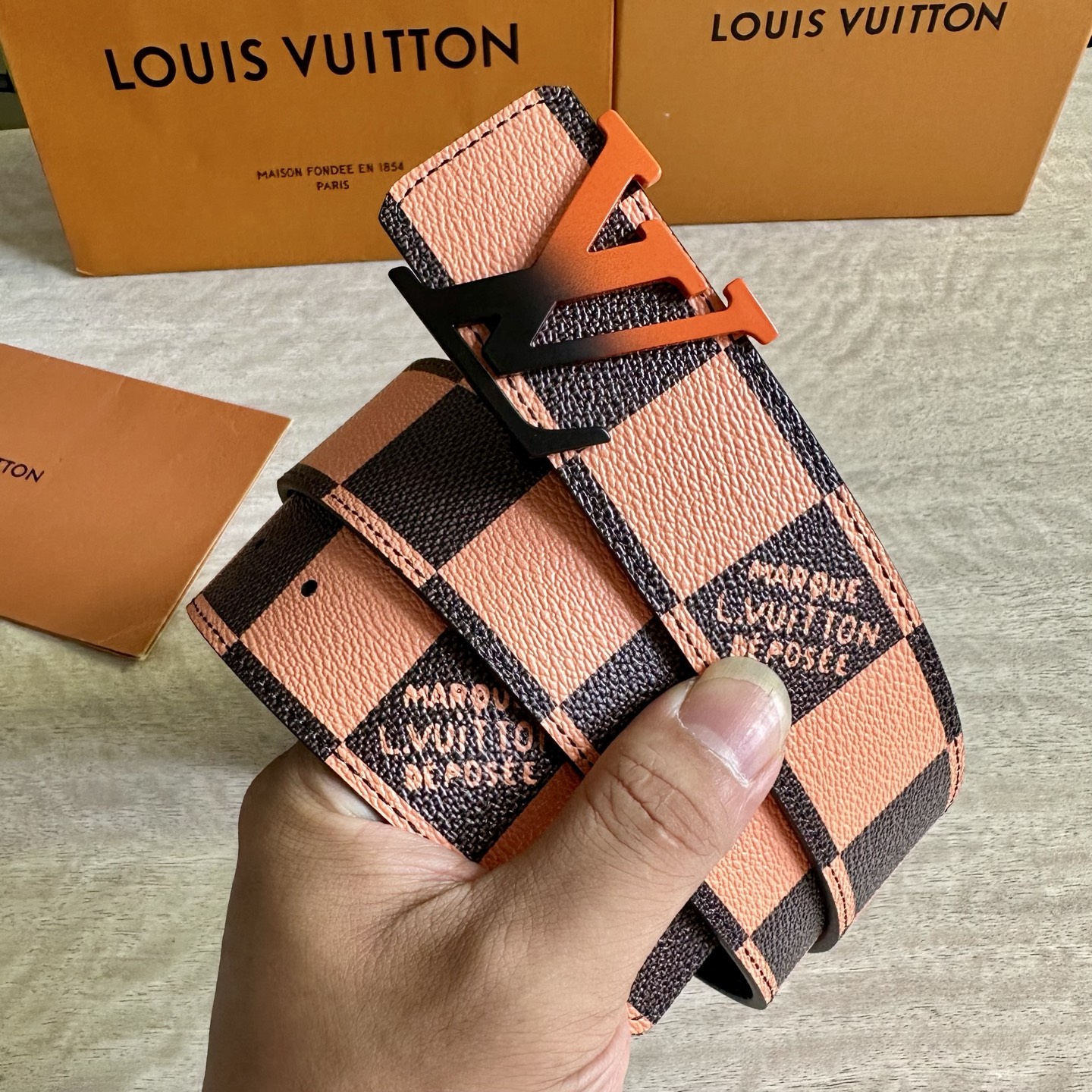 Louis Vuitton Monogram double-sided print belt 4CM wide