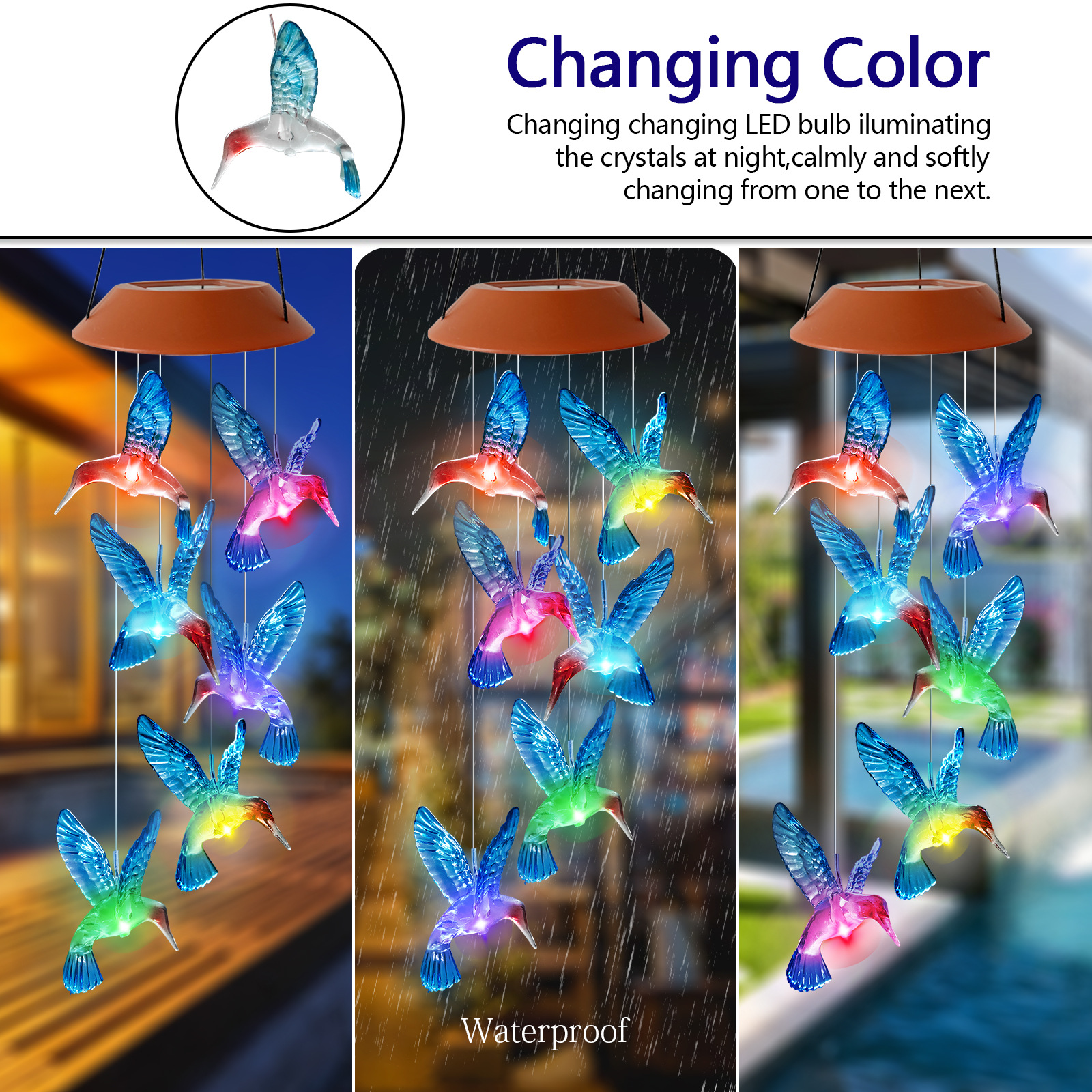 Hummingbird Solar Wind Chimes