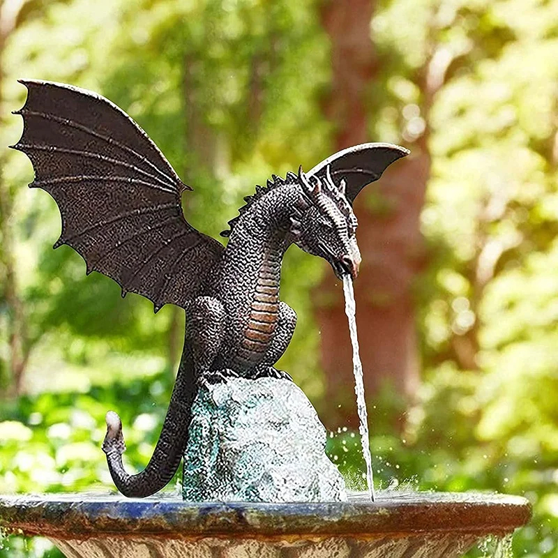 (🔥Last Day Promotion-SAVE 50% OFF)Precision Casting Fire-breathing Dragon Sculpture Waterscape