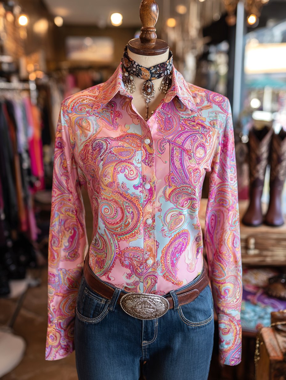 Women's Vintage Casual Western Floral Long Sleeve Shirt