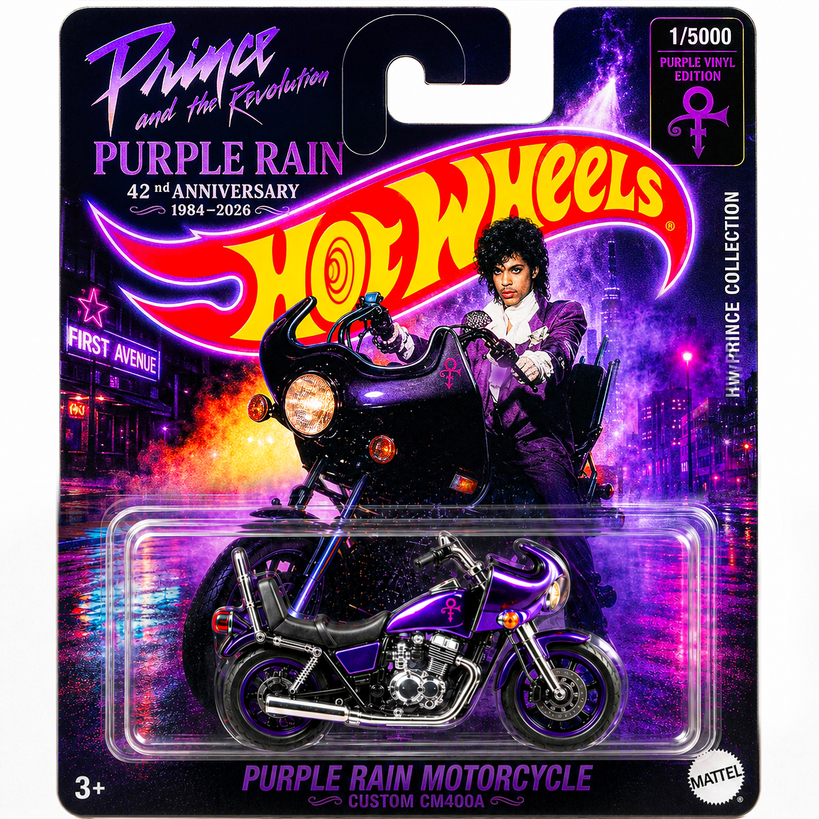 Hot Wheels Prince Purple Rain 42nd Anniversary Custom Motorcycle