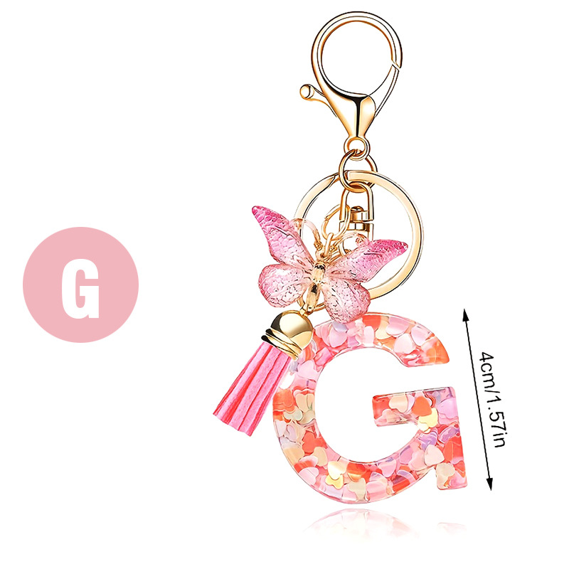✨✨Heart sequin butterfly letter tassel keychain(Choose your own name keychain)