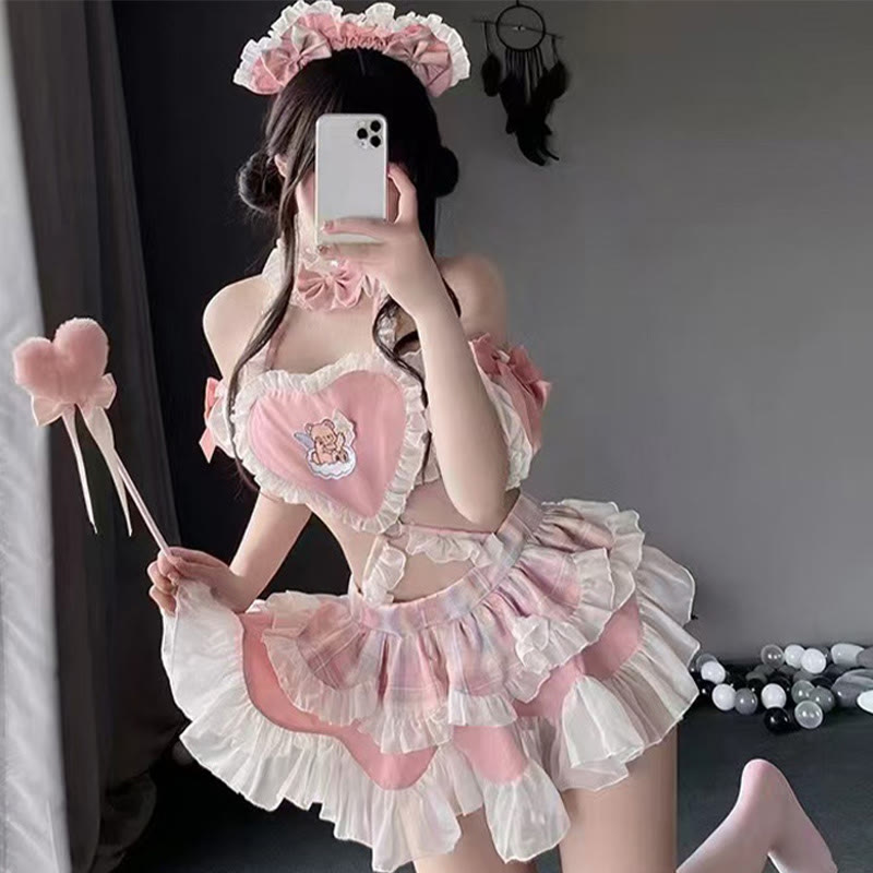Maid Hollow Out Backless Lingerie Dress