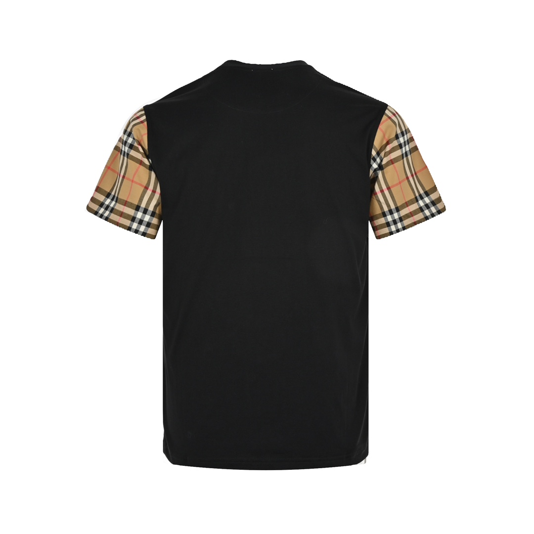 Burberry classic plaid sleeves spliced ​​short sleeves