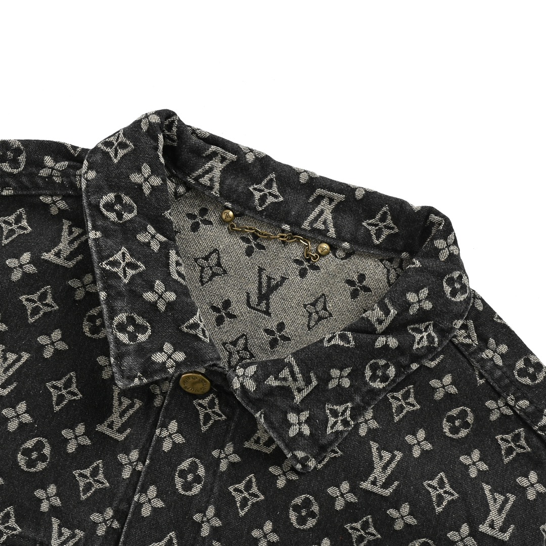 Louis Vuitton 24Fw all-over monogram and red man embroidered denim jacket