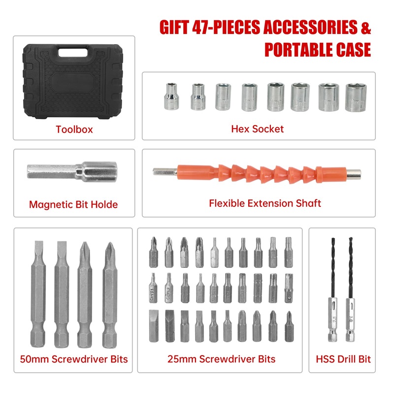 On Sale⚡48 in 1 Cordless Electric Screwdriver Rechargeable Drill Driver Power Tool Bit Set