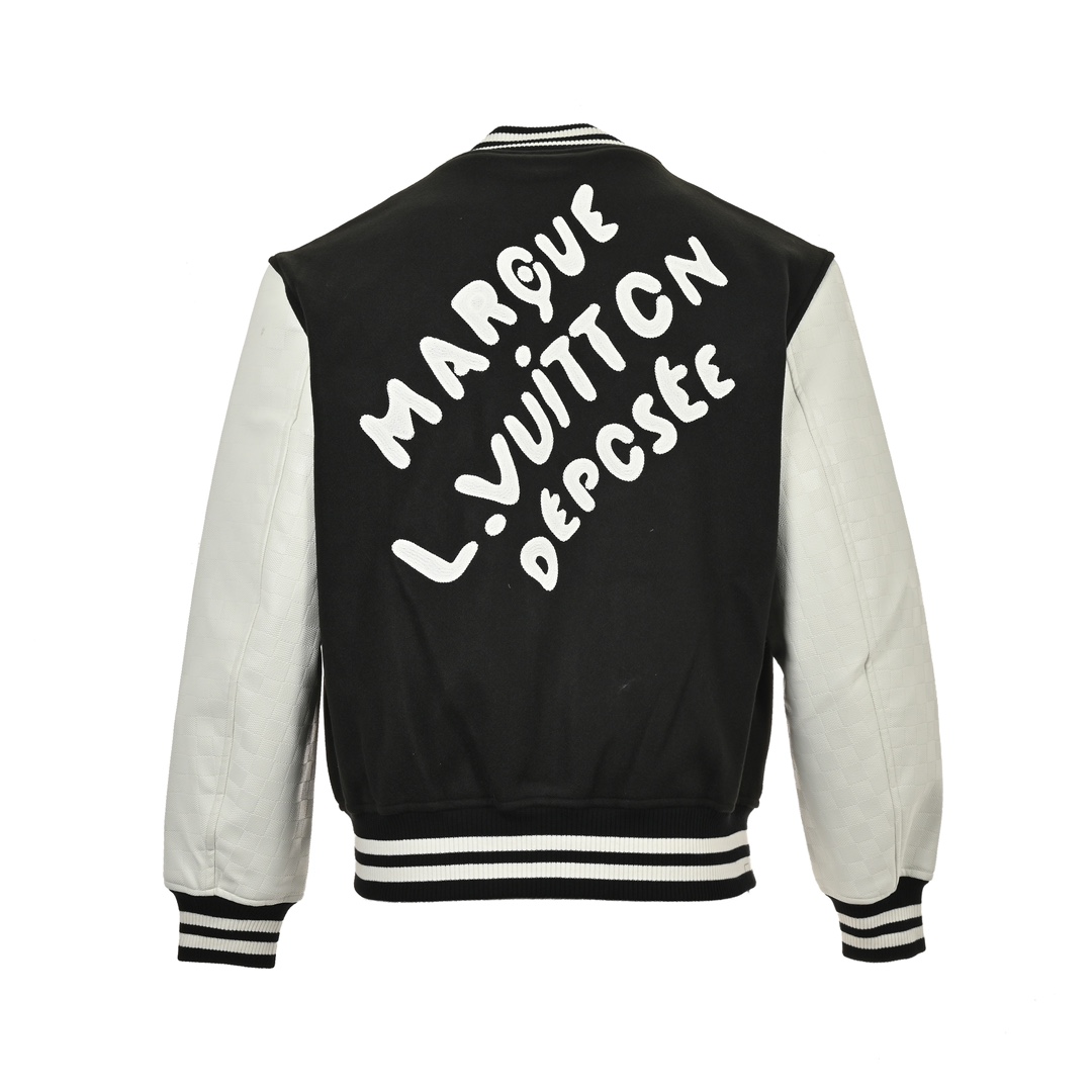 Louis Vuitton 24Fw pearl embroidered lettering baseball jacket
