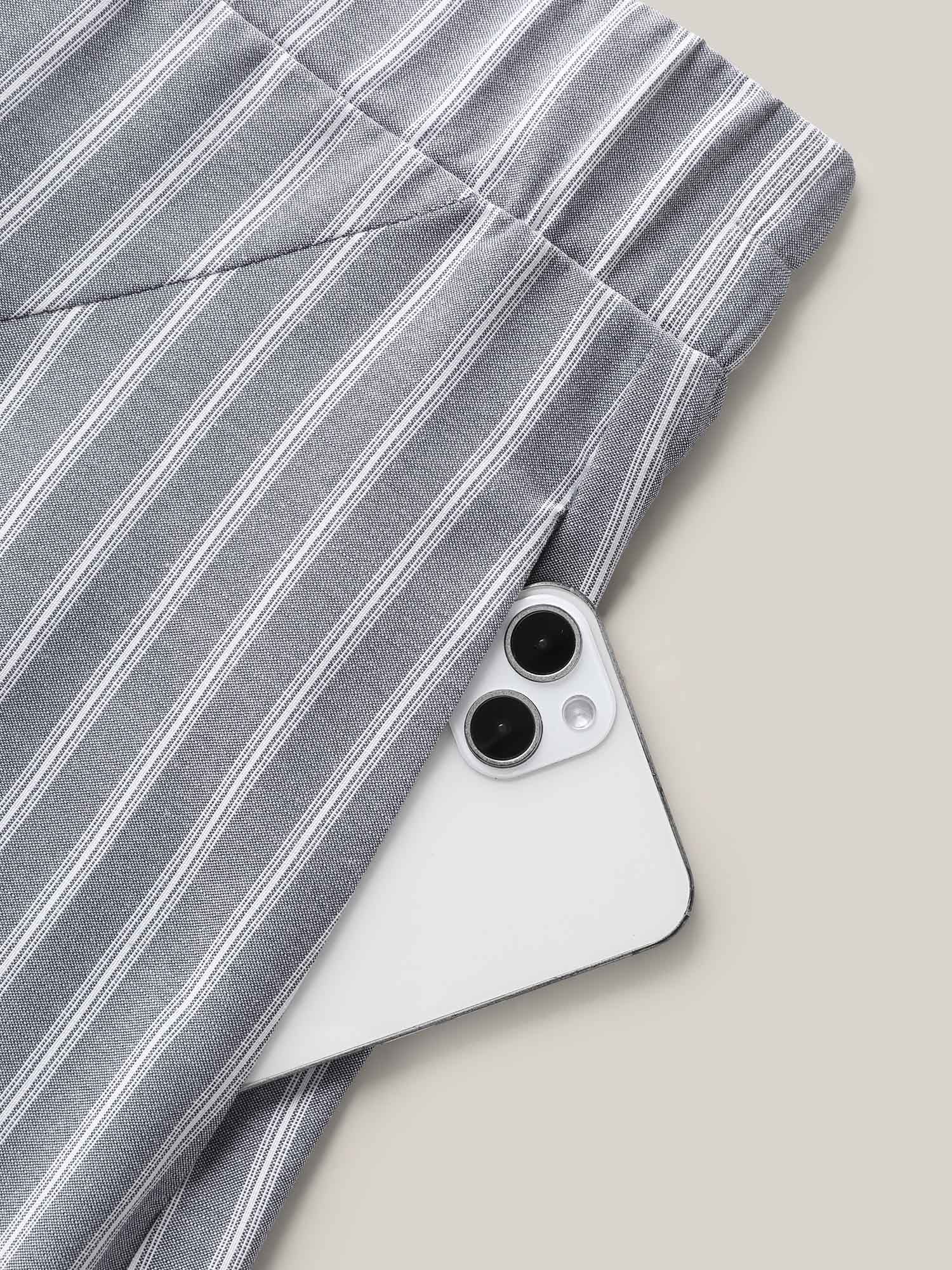 Stripe Print High-Low Hem Midi Skirt