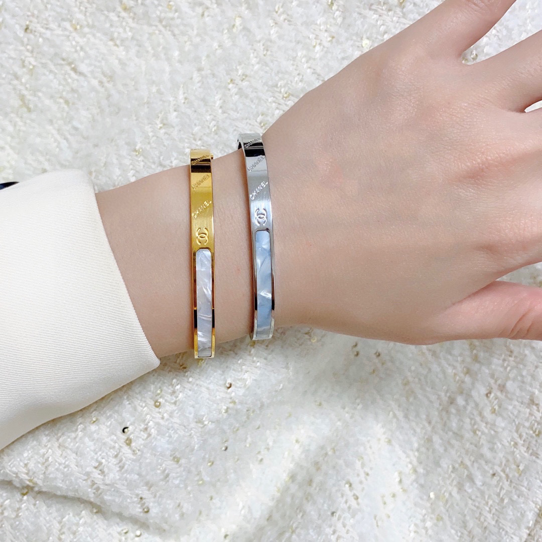 Chanel white mother-of-pearl bracelet