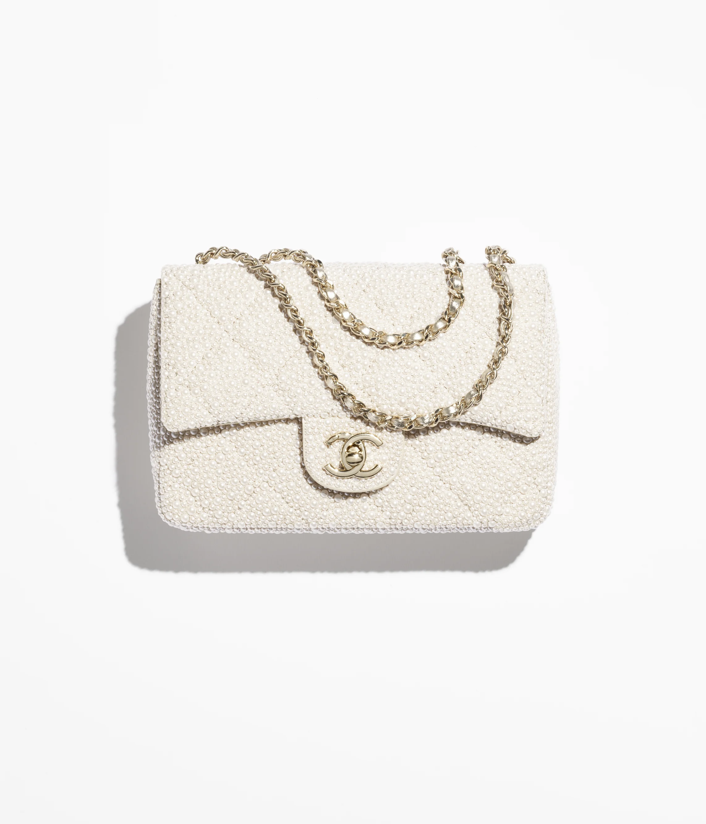 CHANEL Evening Bag Imitation Pearls & Gold-Tone Metal White AS4297-B19439-NAFIV