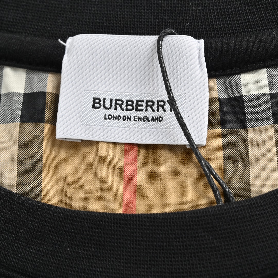 Burberry classic plaid sleeves spliced ​​short sleeves