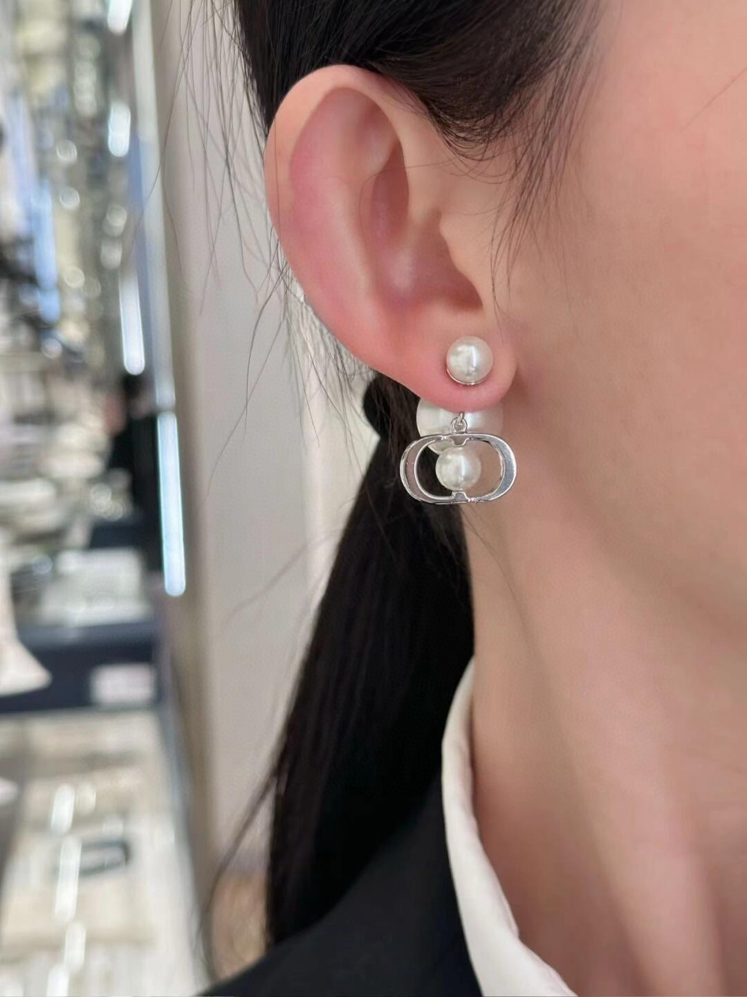 Dior Candy CD Double Bead Earrings