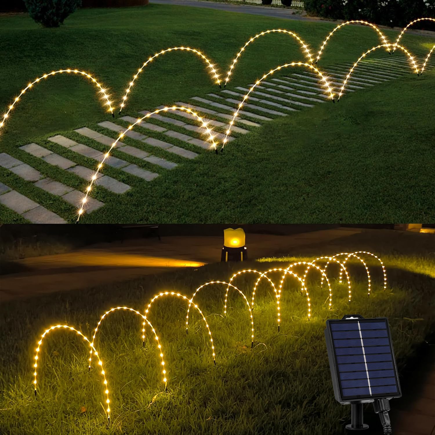 5-in-1 Solar Pathway Lights, Outdoor Waterproof, 120 LEDs, 8 Lighting Modes