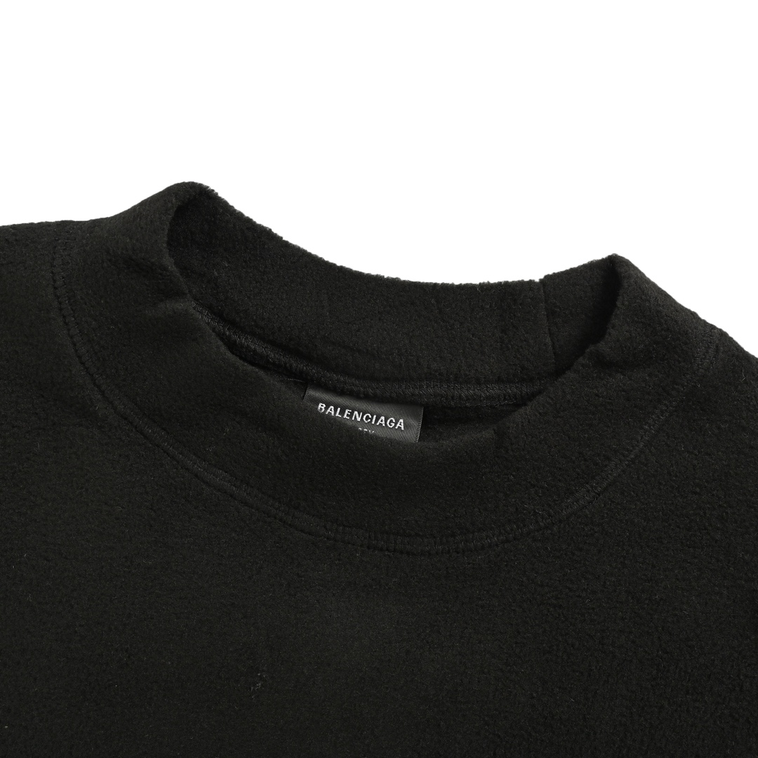 Balenciaga 24Fw polar fleece 3B embroidered crew neck sweatshirt