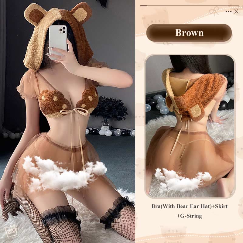 Cosplay Bear See Though Bikini Lingerie Set