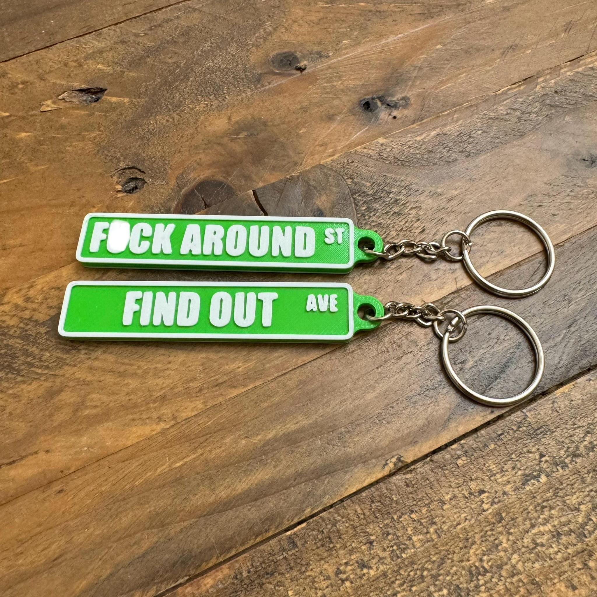 FAFO keychain double sided | corner of F around and find out