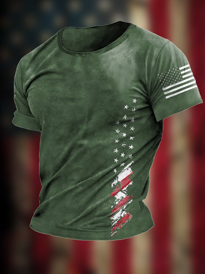 Men's Vintage American Flag Declaration of Independence Print T-Shirt