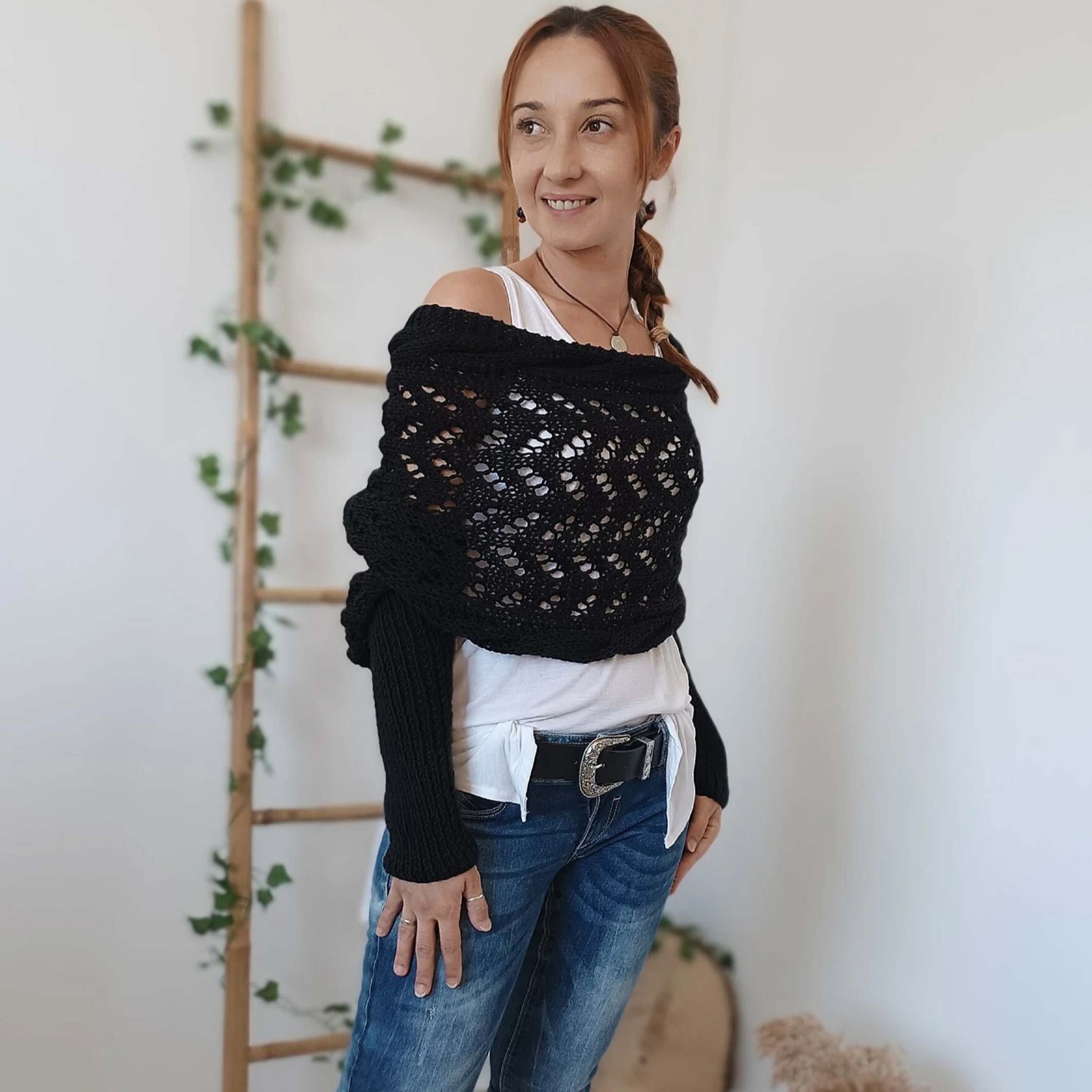 🏆Last Day 49% OFF⚡Scarf With Sleeves, Knitted Cable Wrap