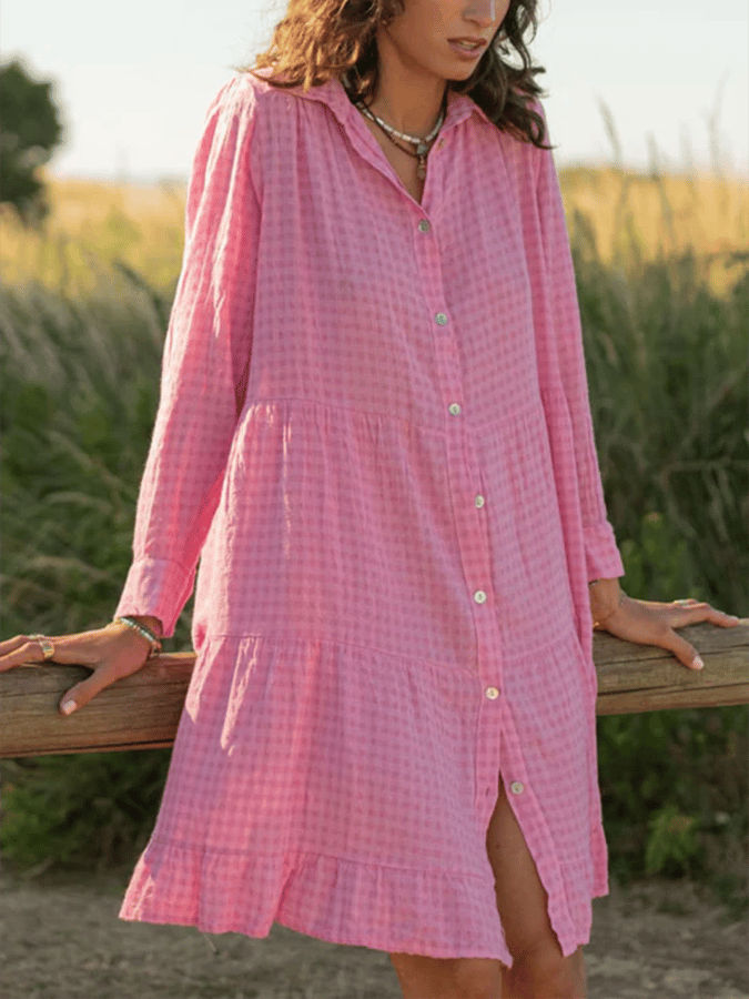 Women's Long Sleeve Plaid Shirt Dress