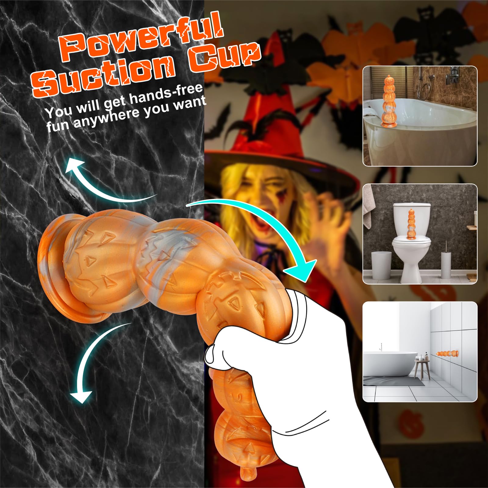 ⌛Limited Halloween Drop – Pumpkin-Inspired Silicone Massager with Suction Base🎃