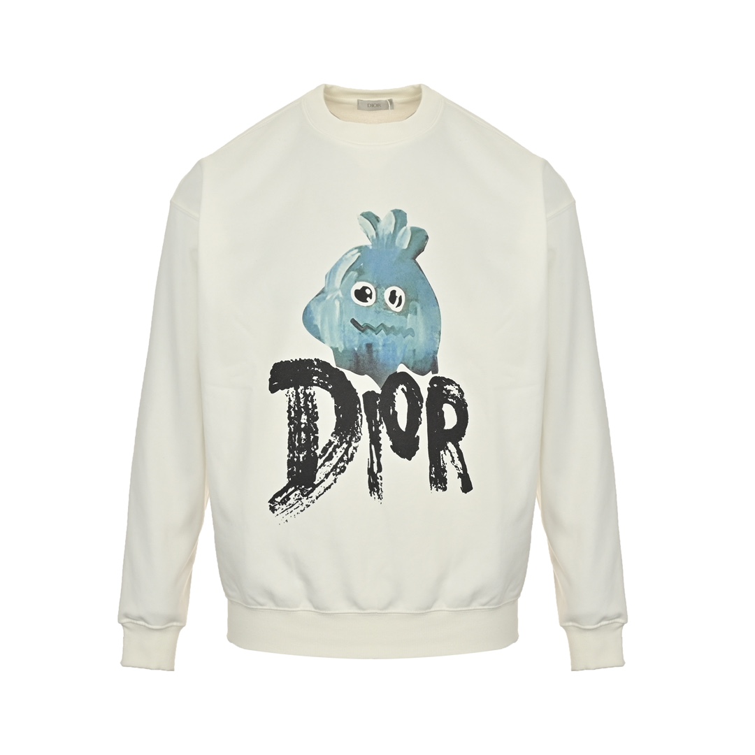 Dior 24Fw carrot print crew neck sweatshirt
