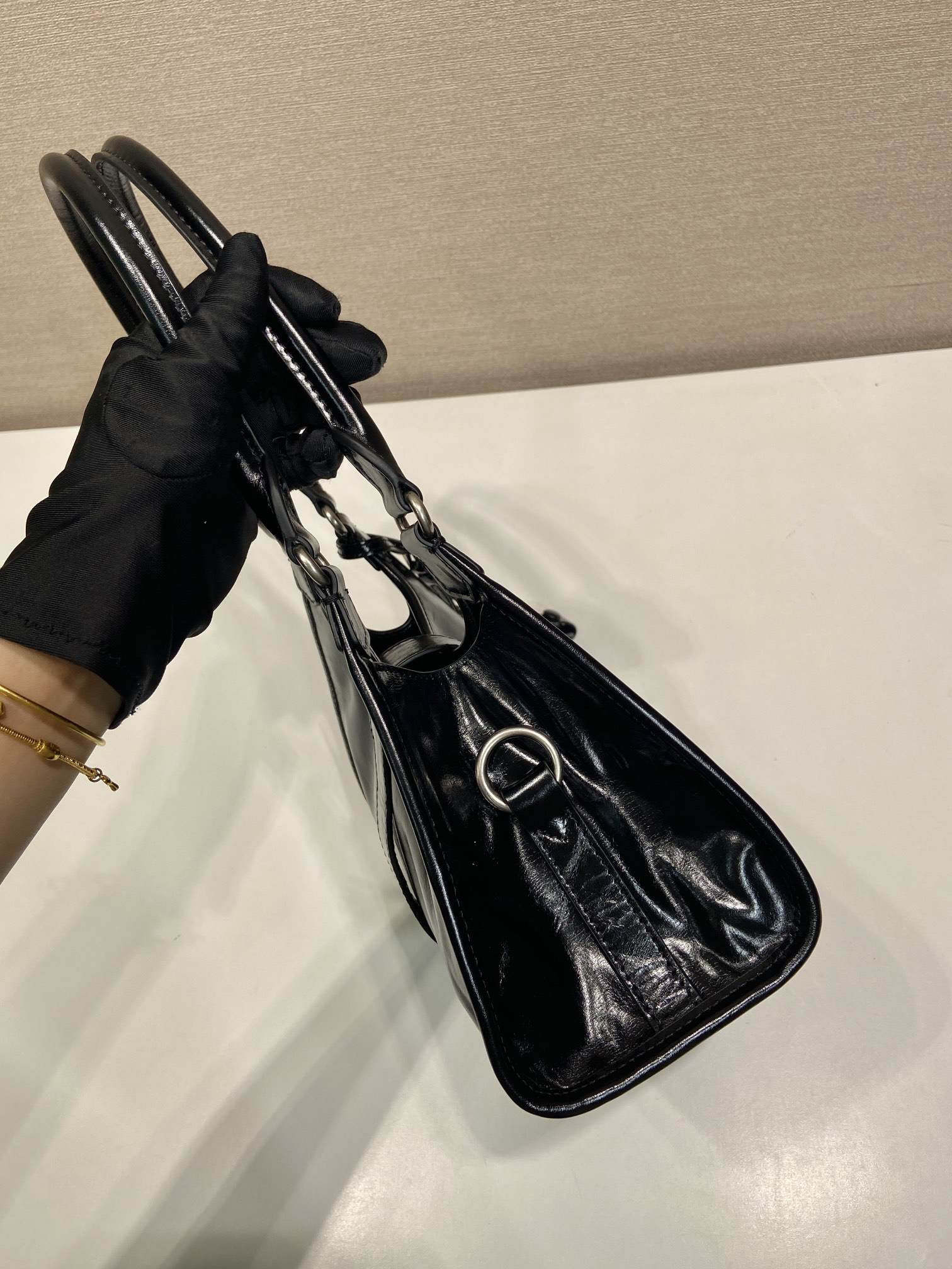 Prada waxed leather mini tote 1BG580