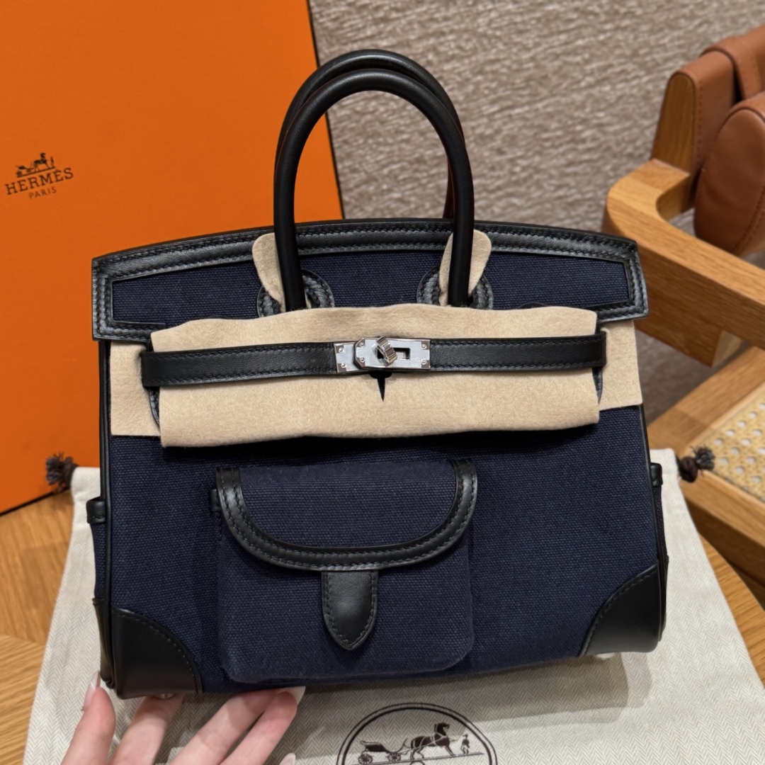 Hermes Birkin cargo 7UBlue navy89noir handbag (handmade to order)