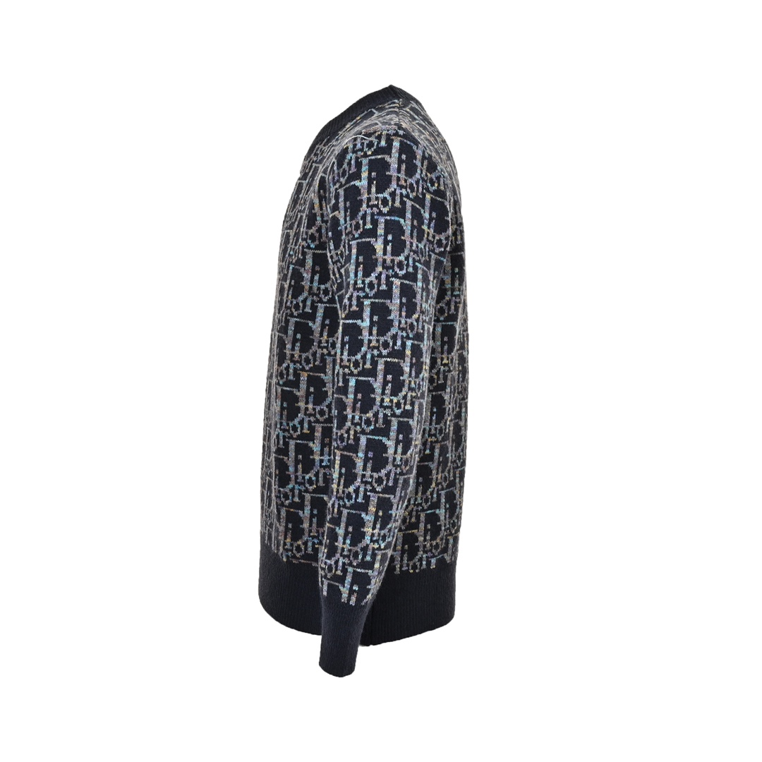 Dior 24Fw all-over monogram jacquard crew neck sweater