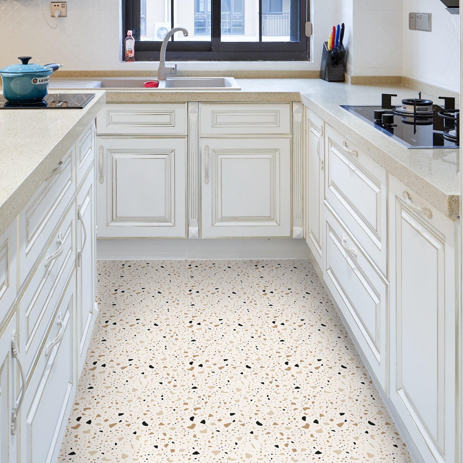 Terrazzo Peel and Stick Vinyl Floor Tile Sticker