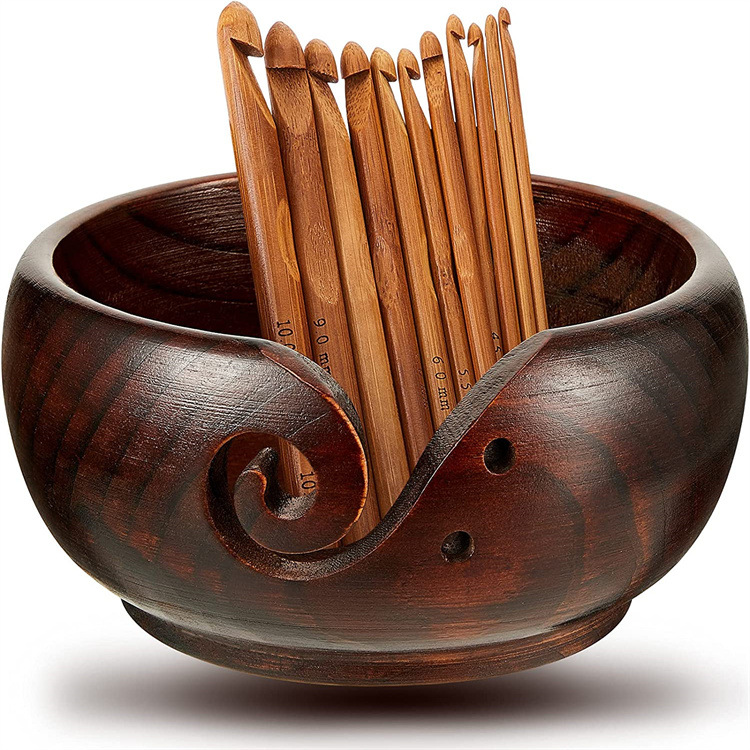 🔥Mother's Day Sale-[SAVE 50% OFF]-- Handmade Wooden Yarn Bowl Crocheting Bowl