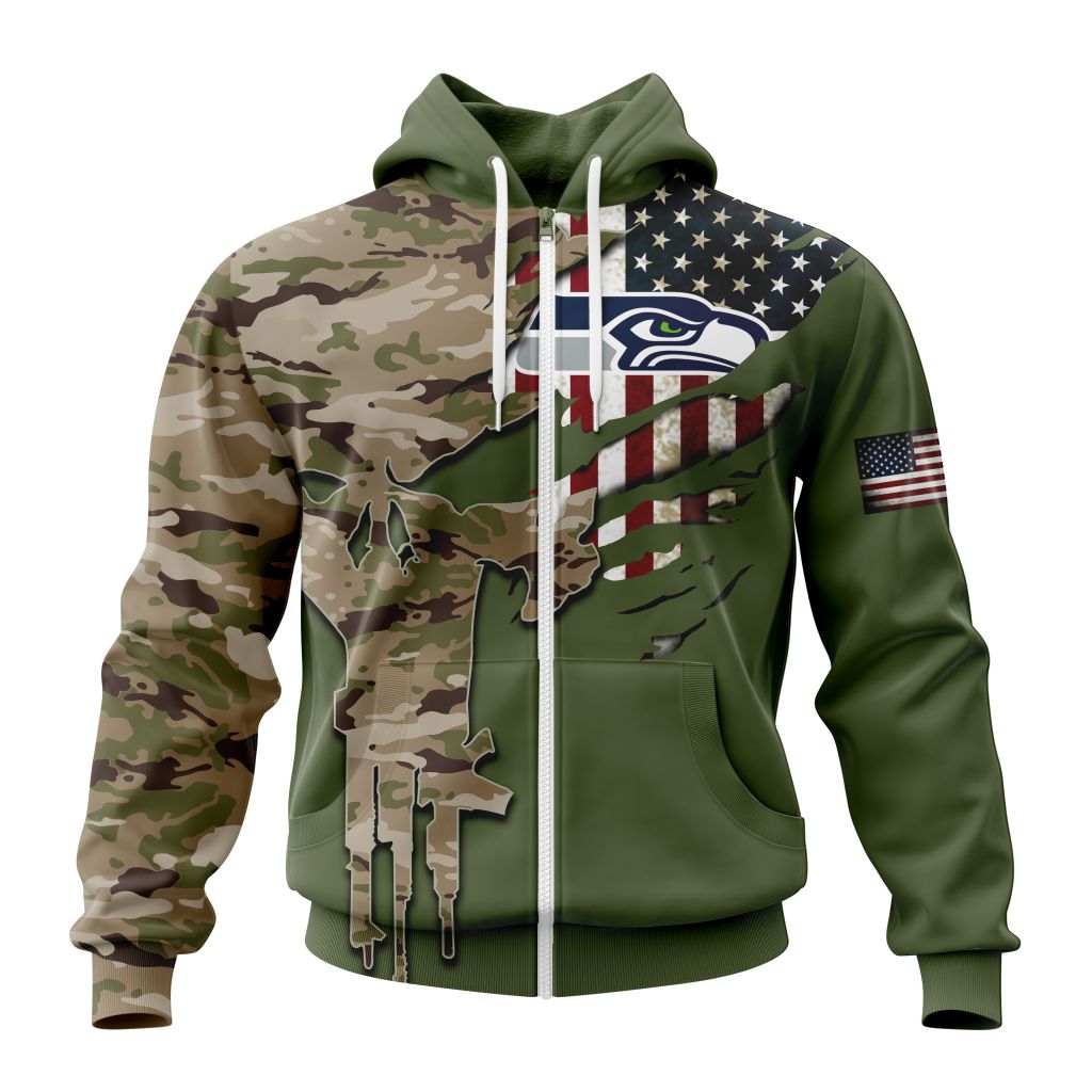 SEATTLE SEAHAWKS 3D HOODIE VETERANS DAY