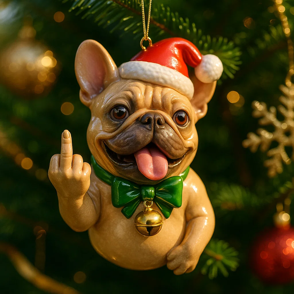 🤣 Funny French Bulldog Christmas Ornament