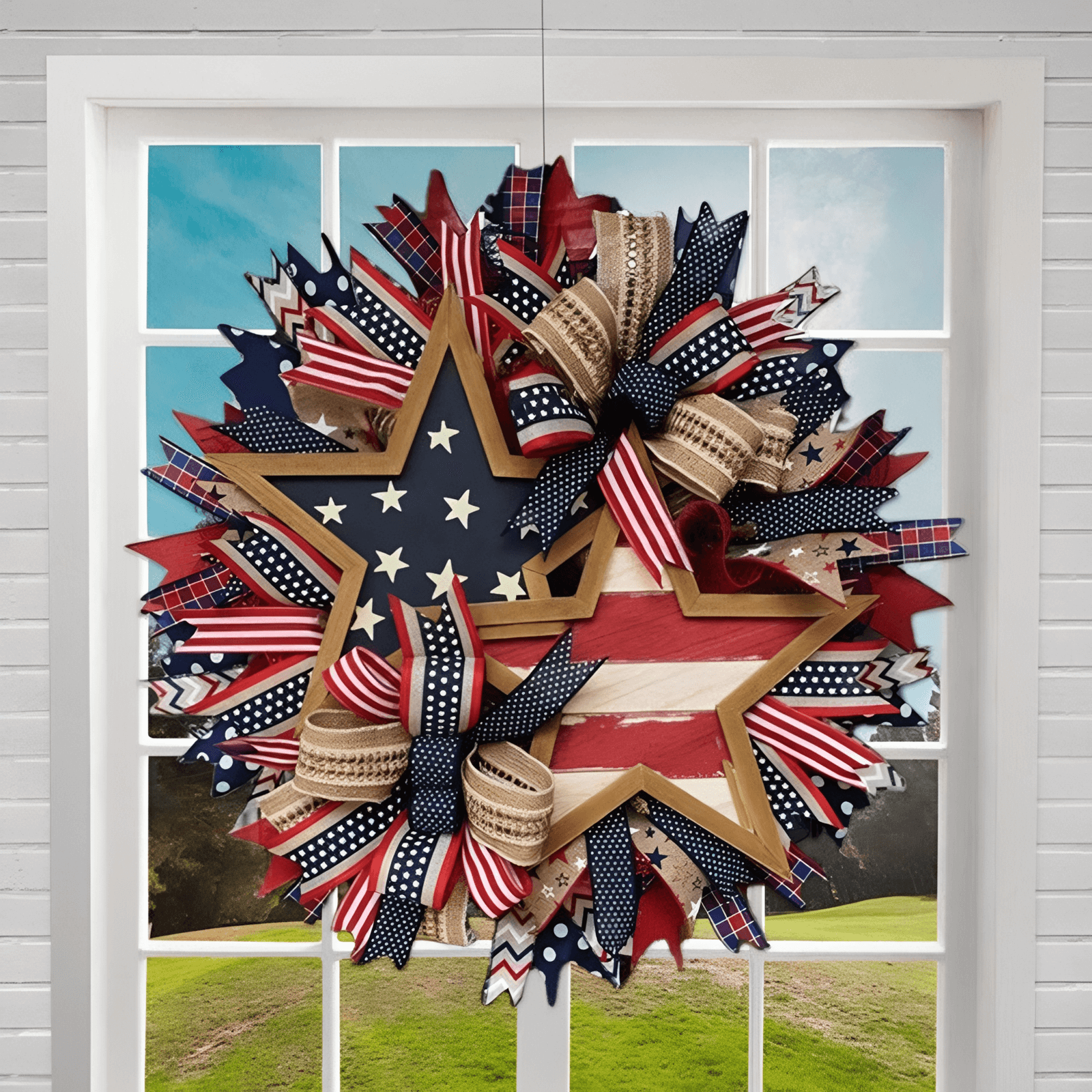 🔥[SAVE 50% OFF]--20 Inch/50cm Handmade American Patriotic Star Wreath -BUY 2 FREE SHIPPING