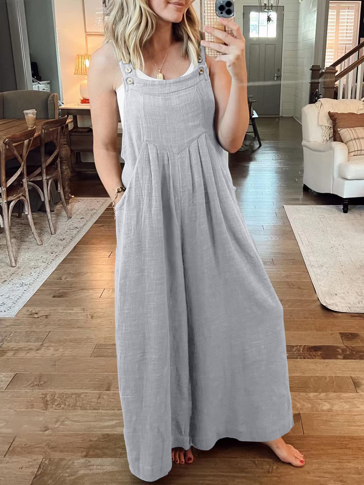 Spring Hot Sale🔥Women's Sleeveless Wide Leg Jumpsuit with Pockets   (Buy 2 Free Shipping)