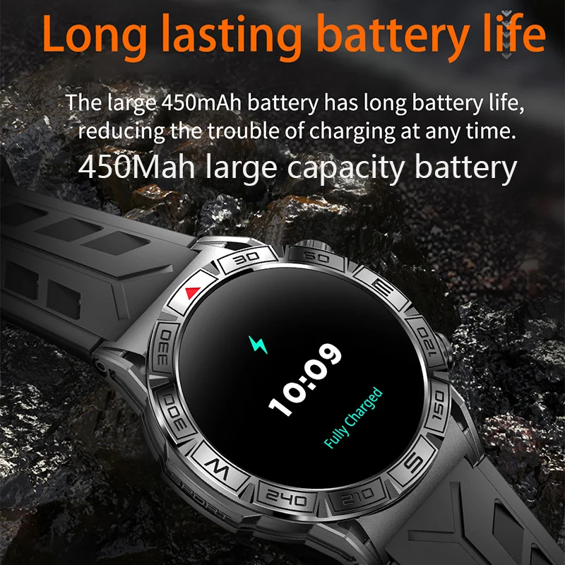New men's outdoor three-proof 1ATM deep waterproof smartwatch 1.43inch 450Mah large battery HD Bluetooth call men's smartwatch