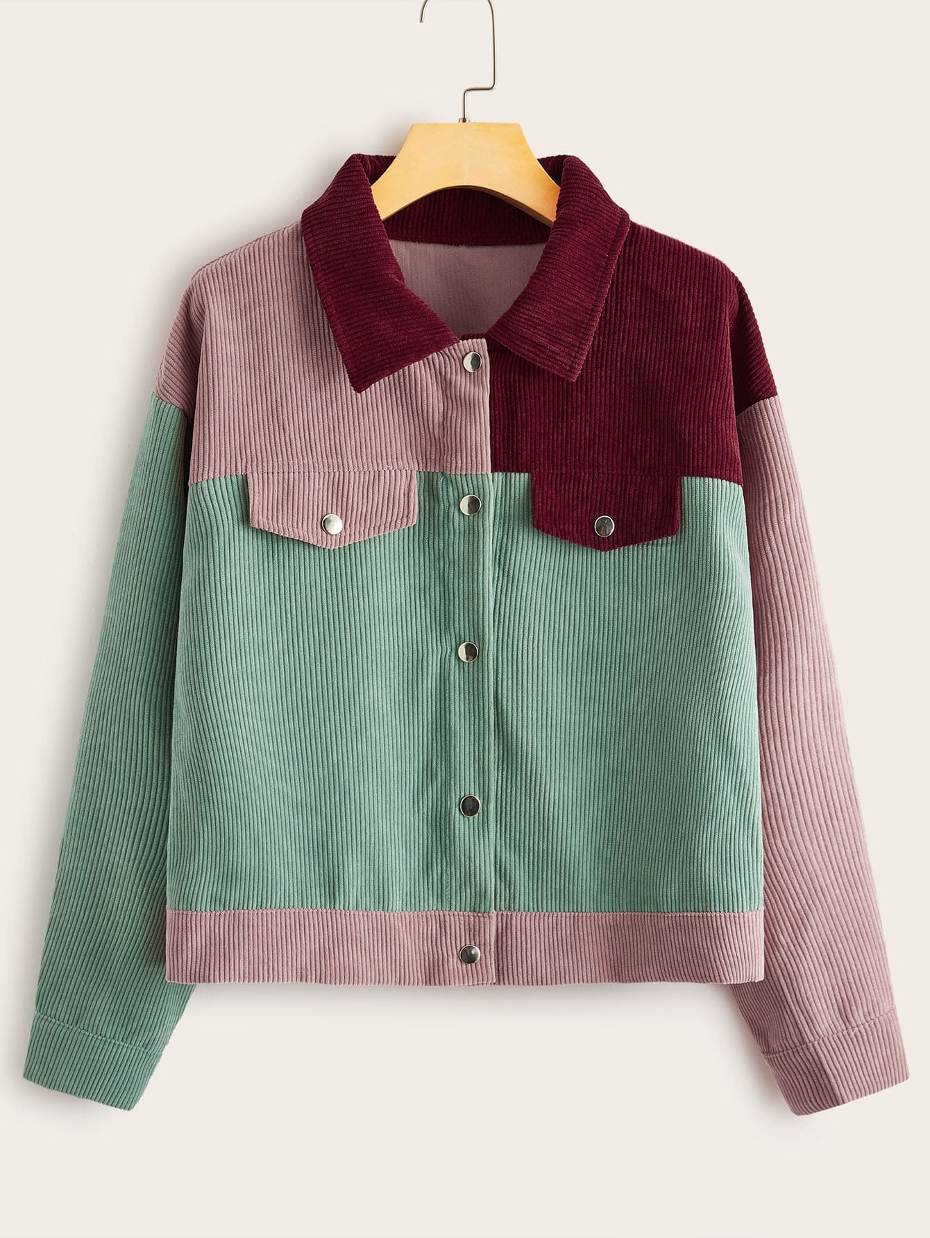 Cut And Sew Panel Corduroy Trucker Jacket