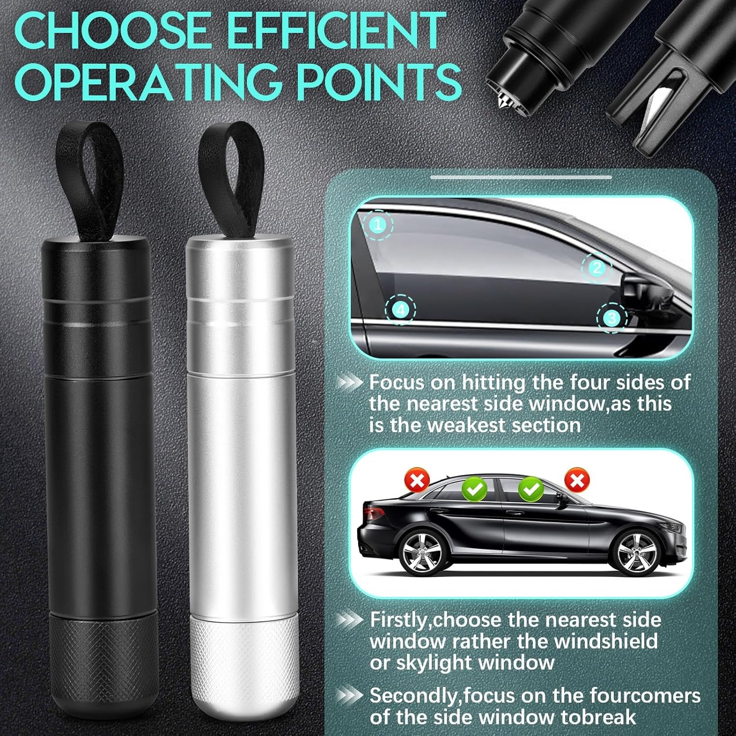 ⚡Flash Sale⚡ 2-in-1 Car Safety Hammer，Send Test Glass Piece