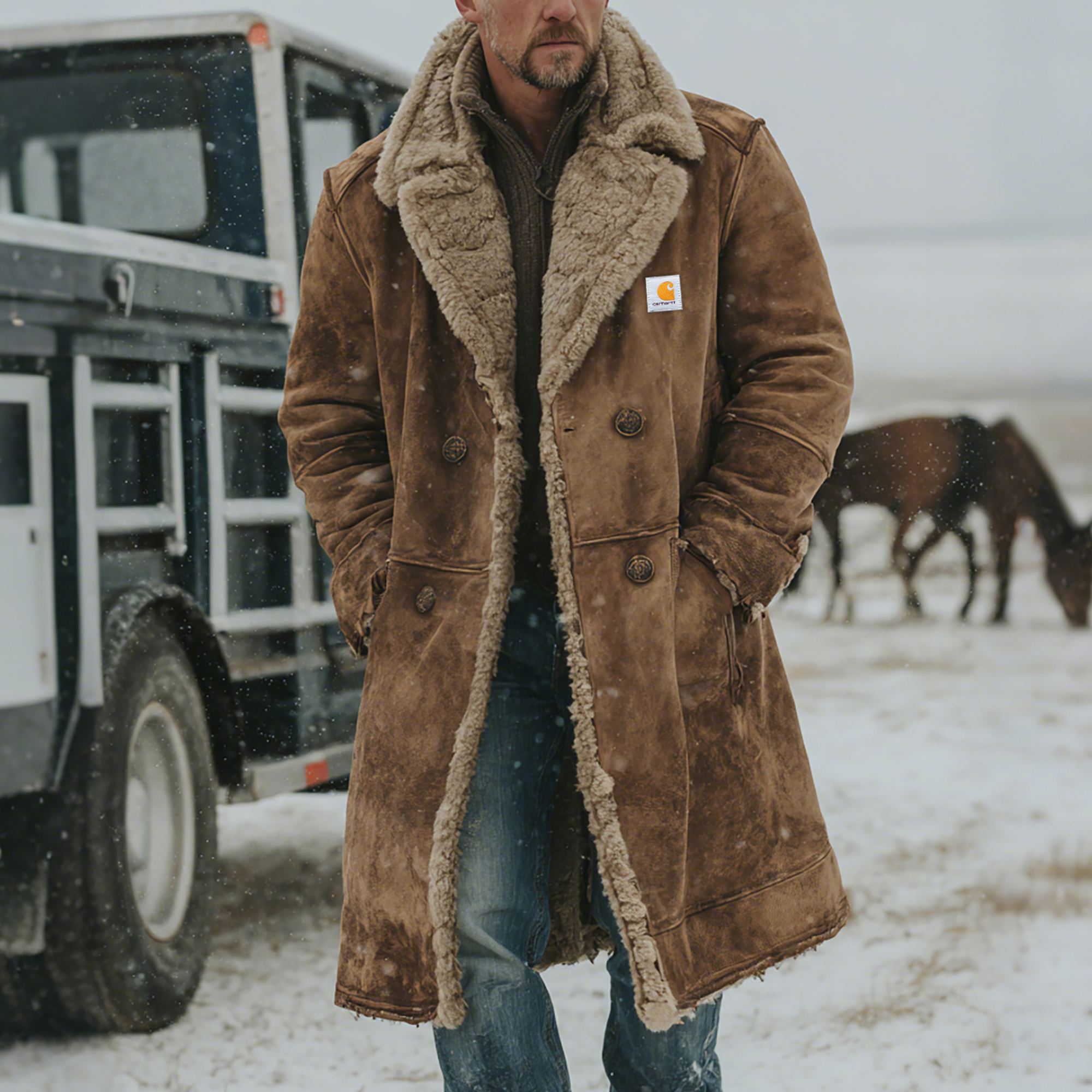 Winter-Ready Long Coat with Faux Fur Trim for Outdoor Adventures