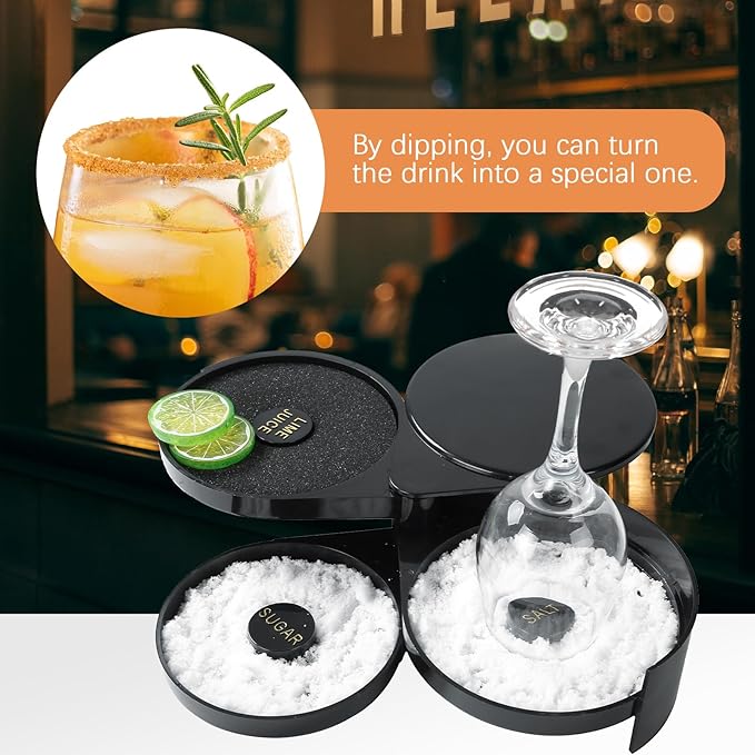 🍷🍹Three-layer salt box salt sticky sugar stick juice cocktail seasoning tool