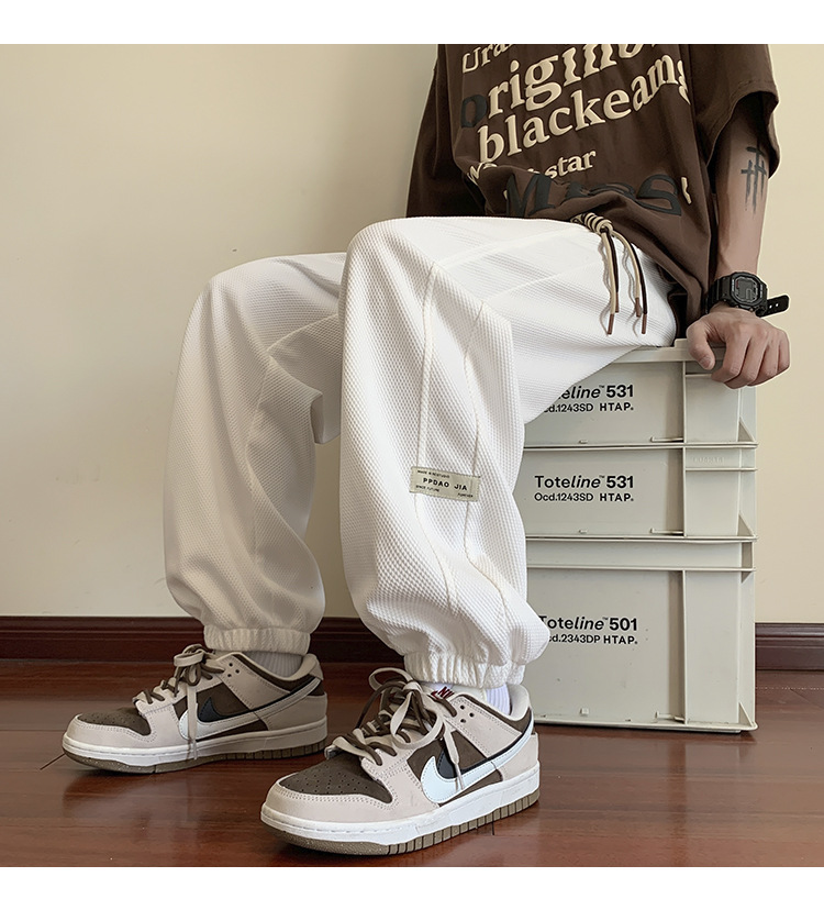White Waffle pants Loose nine-cent hip panty size