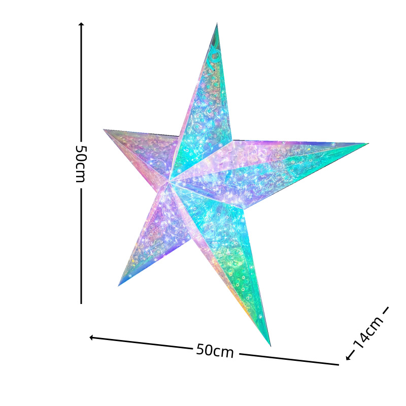 Festive LED Star & Snowflake Hanging Lights – USB & Battery Powered Holiday Decorations - 50 x 6 x 50 cm (19.7 x 2.4 x 19.7 inches)