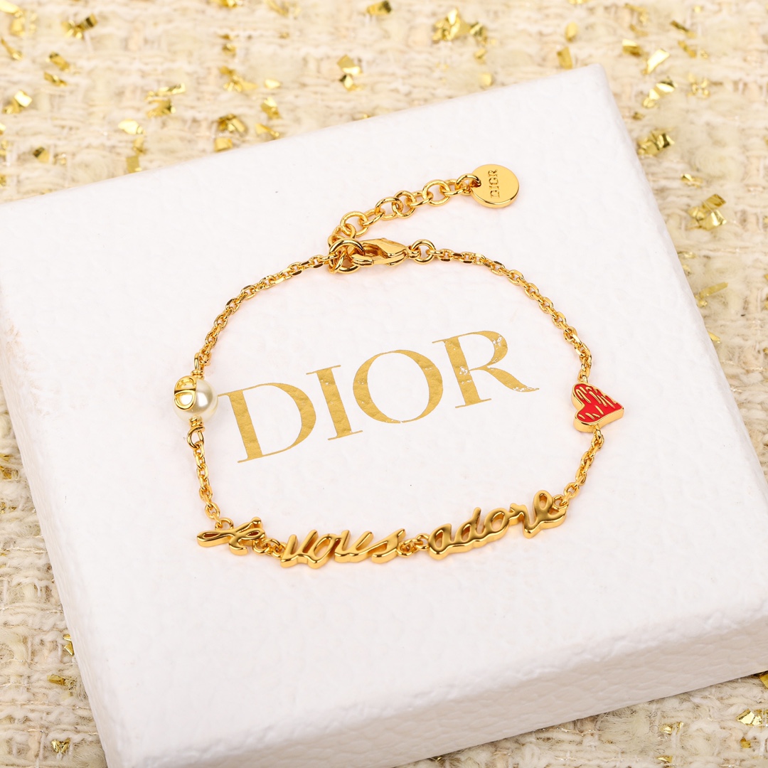 Dior Tanabata Limited Edition Red Heart Letter Bracelet