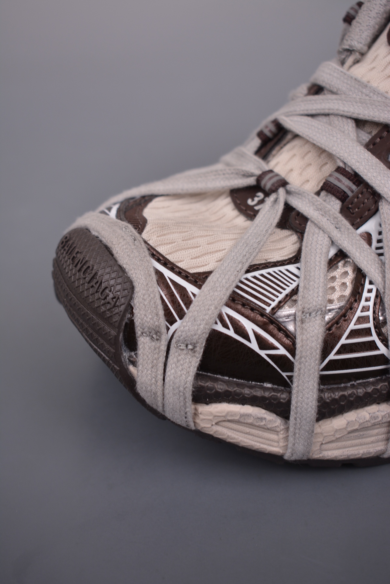 Balenciaga new 3XL lace-up trendy running shoes brown