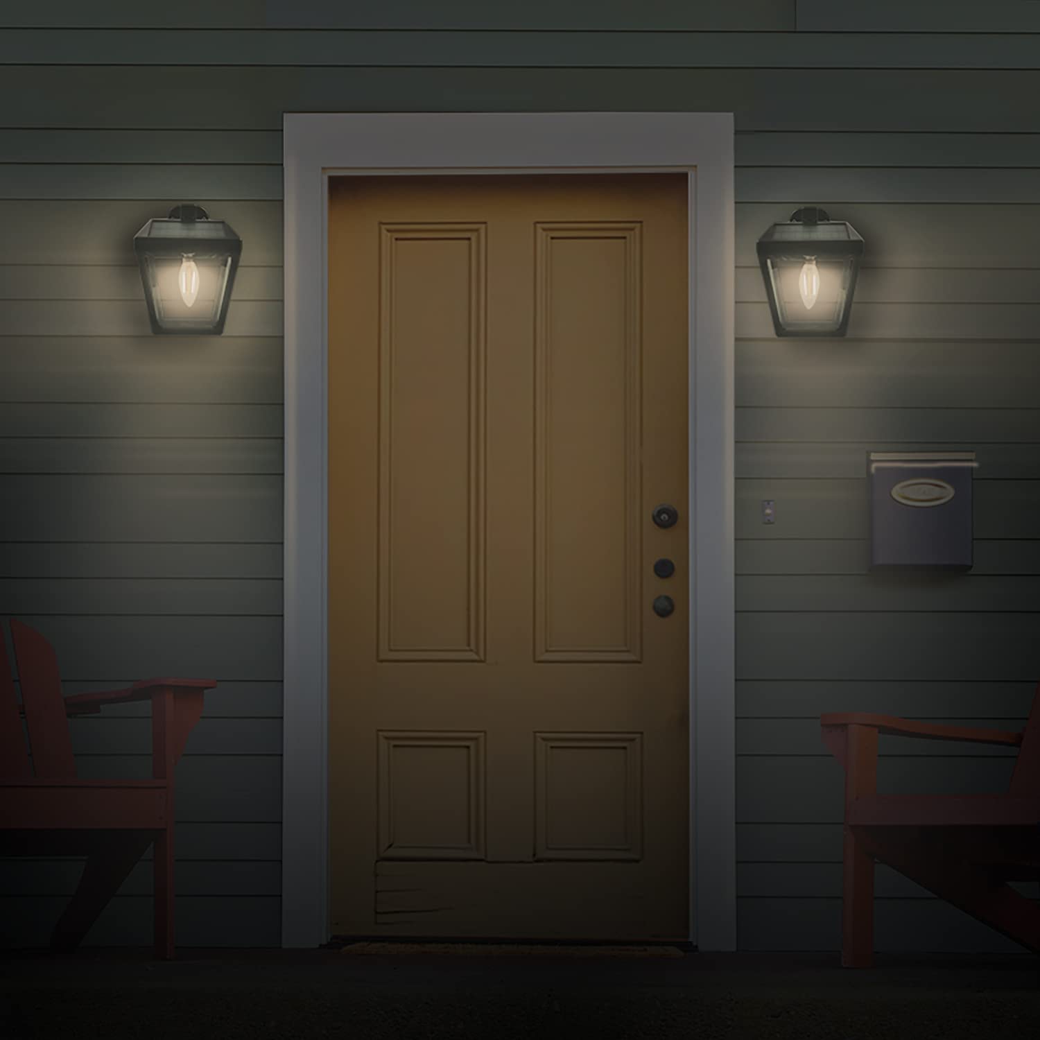 Solar Weatherproof  Wall Lantern, Dusk to Dawn Motion Sensor LED Sconce Lights IP65 Waterproof