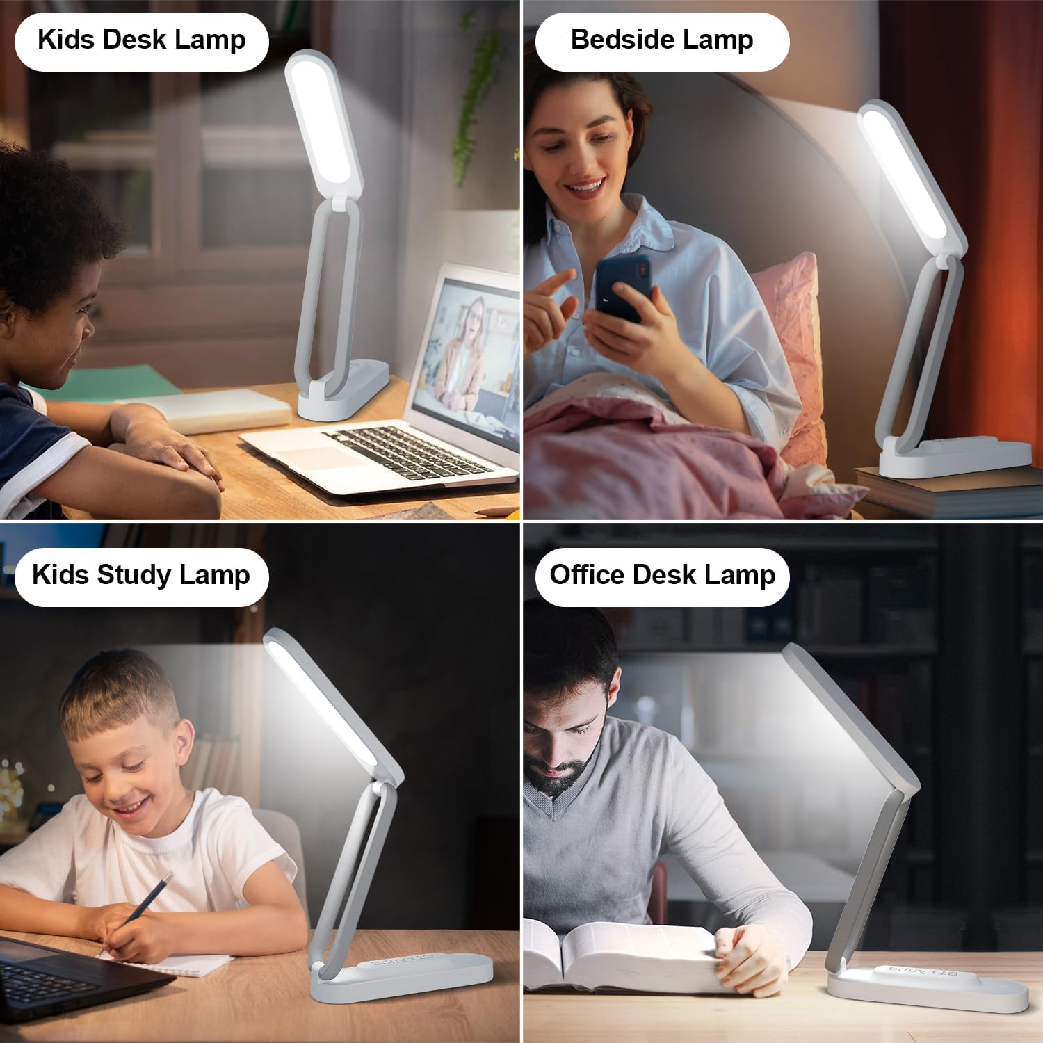 LED Desk Lamp for Office Home & Battery Operated Lamp Rechargeable Lamp Foldable & Portable Light, LED Desk Light Strip, 3 Brightness Dimmable Small Desk Lamp Wireless Reading Lamp