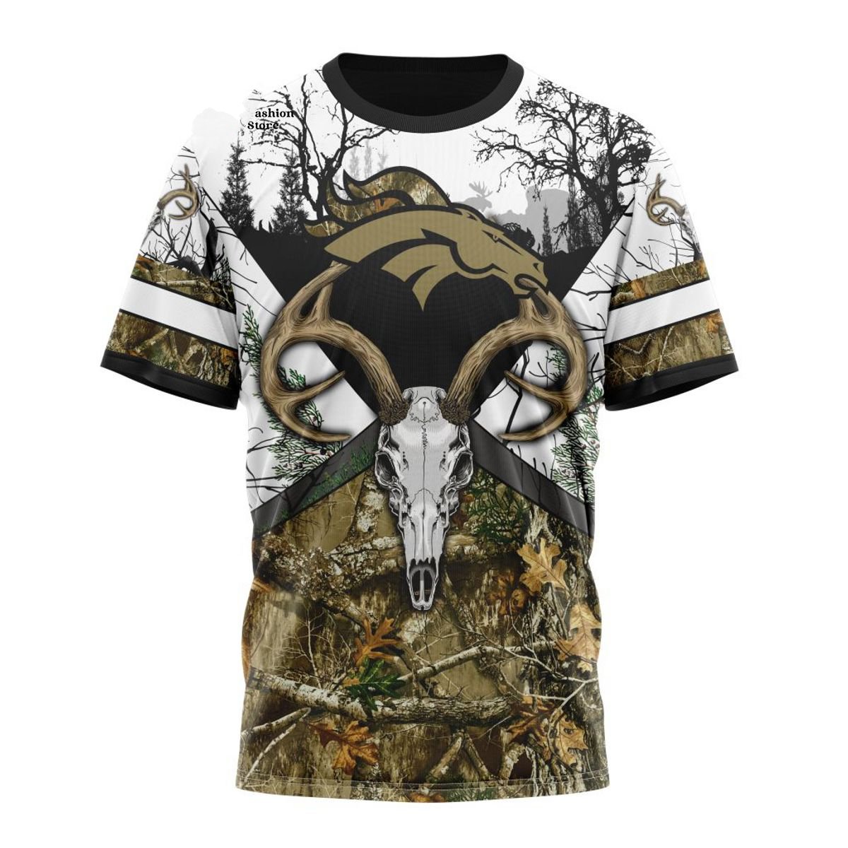 DENVER BRONCOS DEER SKULL AND FOREST 3D HOODIE