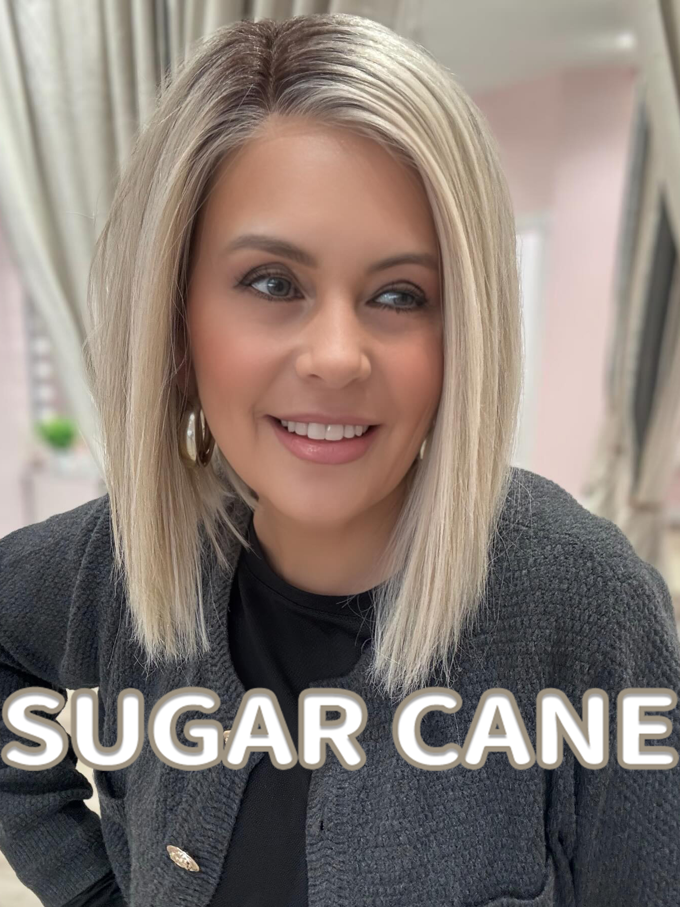 Sleek Straight Lob Wig With Middle Part